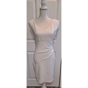 Diane Von Furstenberg DVF White Fitted Ruched Side Jori Dress Womens 4 MSRP $325